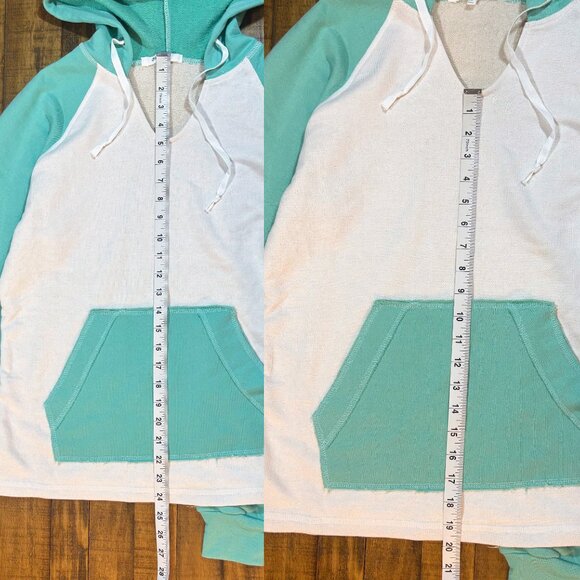 LAGACI Teal & White Colorblock Hoodie - Size M - Picture 5 of 12